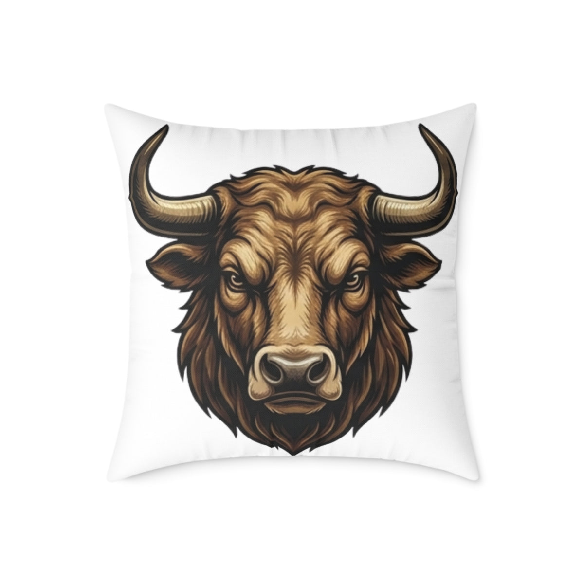 Taurus Bull Head  Square Poly Canvas Pillow