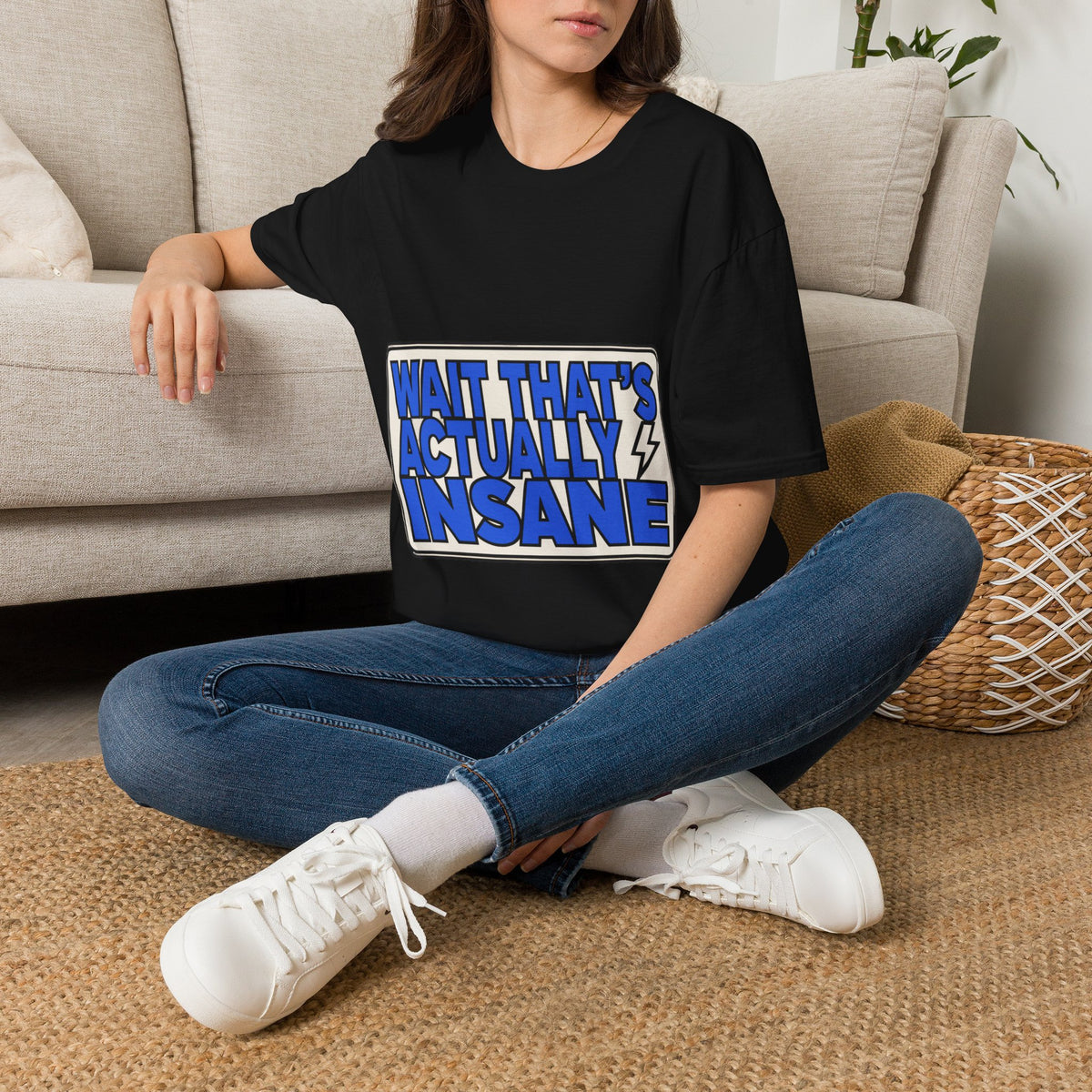 "Wait That's Actually Insane" Bold Blue Block Typography Graphic Tee - Trending Now - September 2026