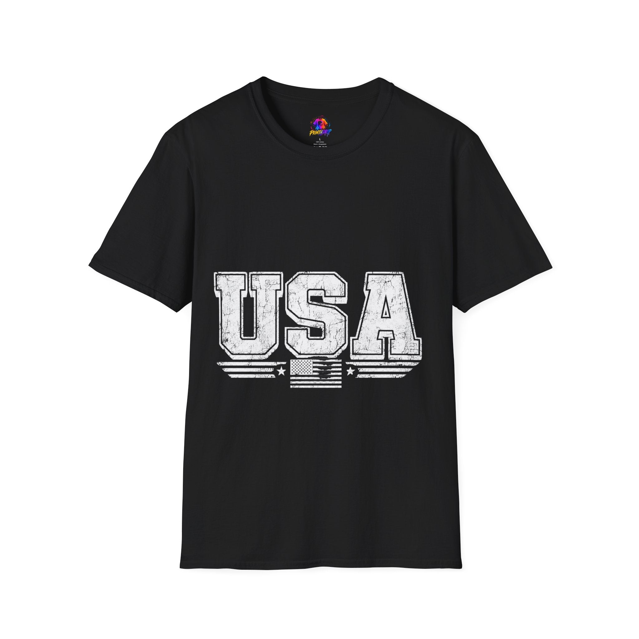 USA Vintage Block T-Shirt — Patriotic Americana Graphic Tee