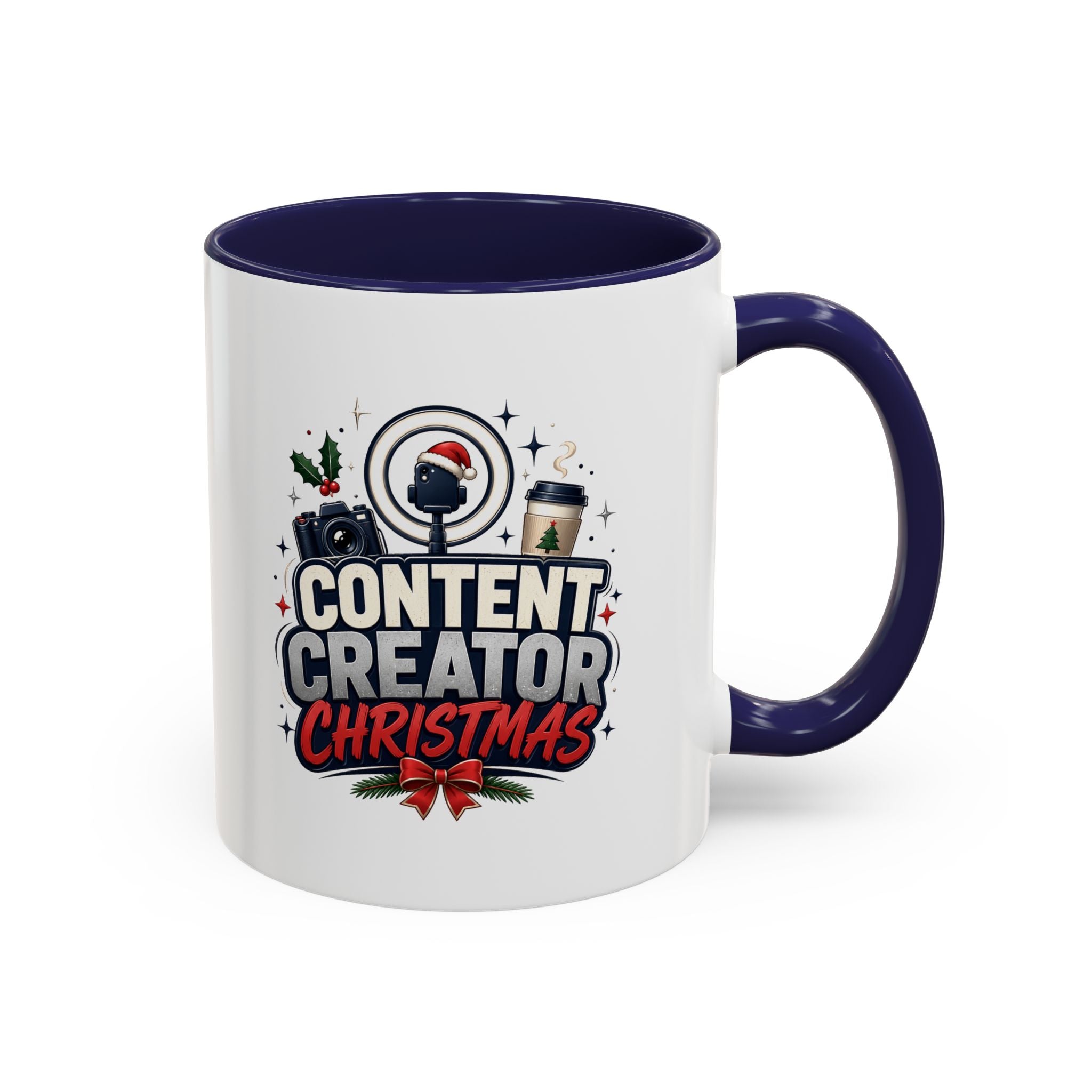 Modern Day Christmas Content Creator Christmas Accent Coffee Mug — Holiday Social Media Gifts (11/15oz)