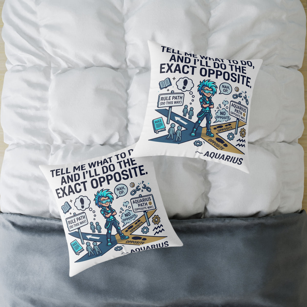 Aquarius Zodiac Pillow Tell Me What To Do And I'll Do The Exact Opposite Square Poly Canvas Pillow