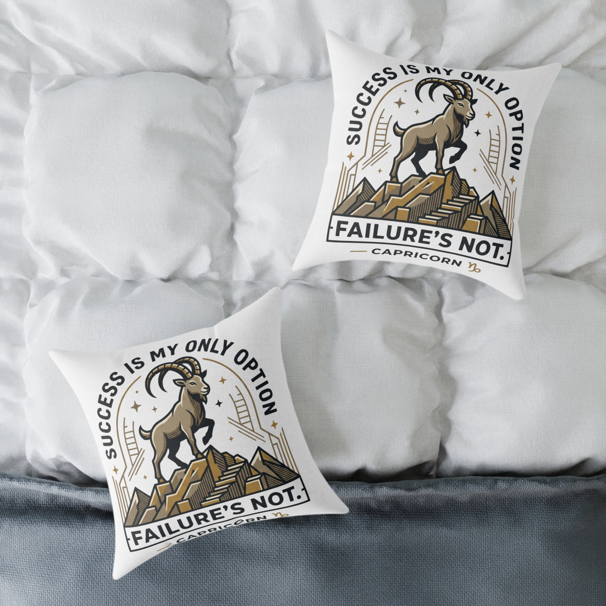 Capricorn Pillow — "Success Is My Only Option, Failure's Not" Capricorn Mountain Goat Decorative Throw Pillow