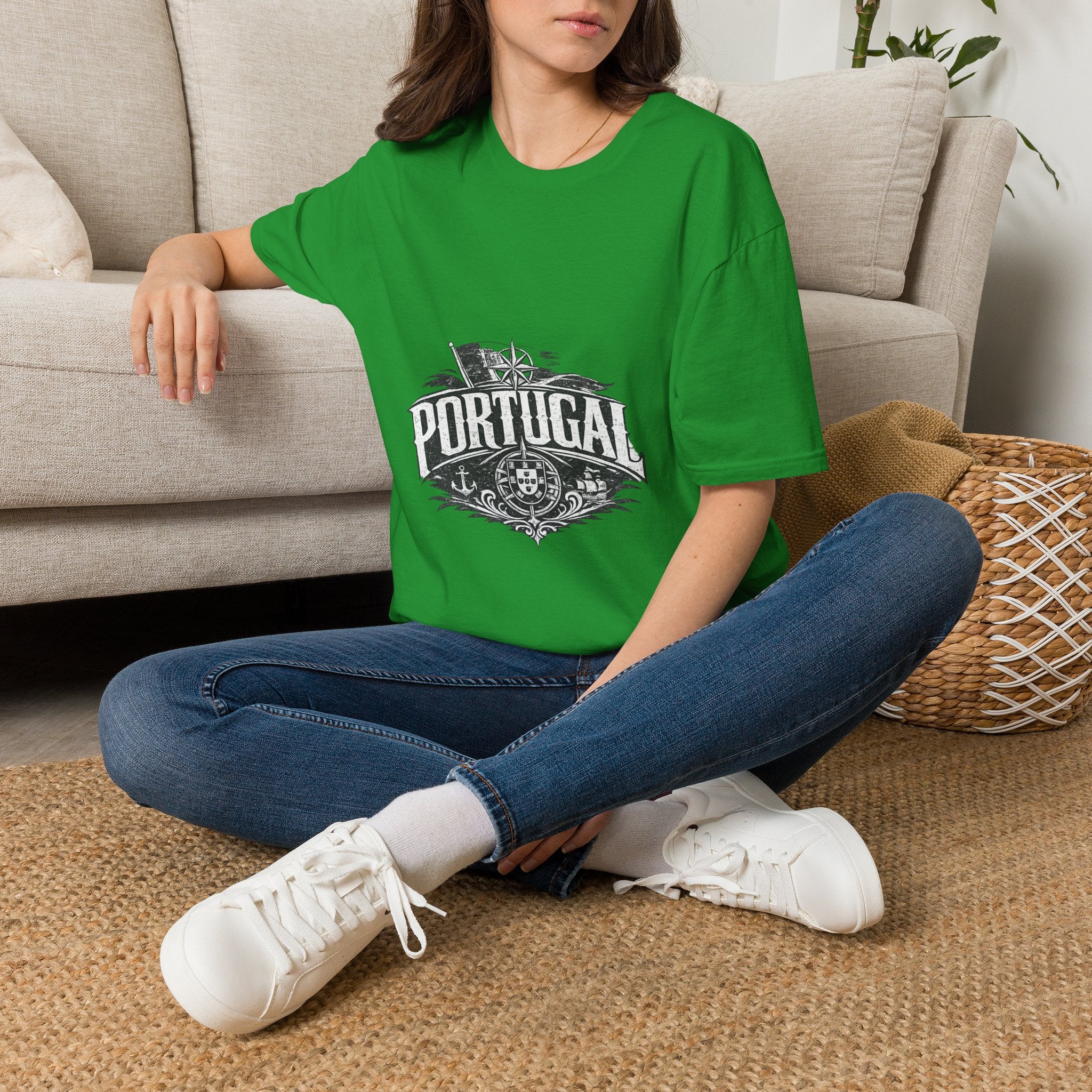 Portugal Vintage Compass T-Shirt — Nautical Travel Souvenir