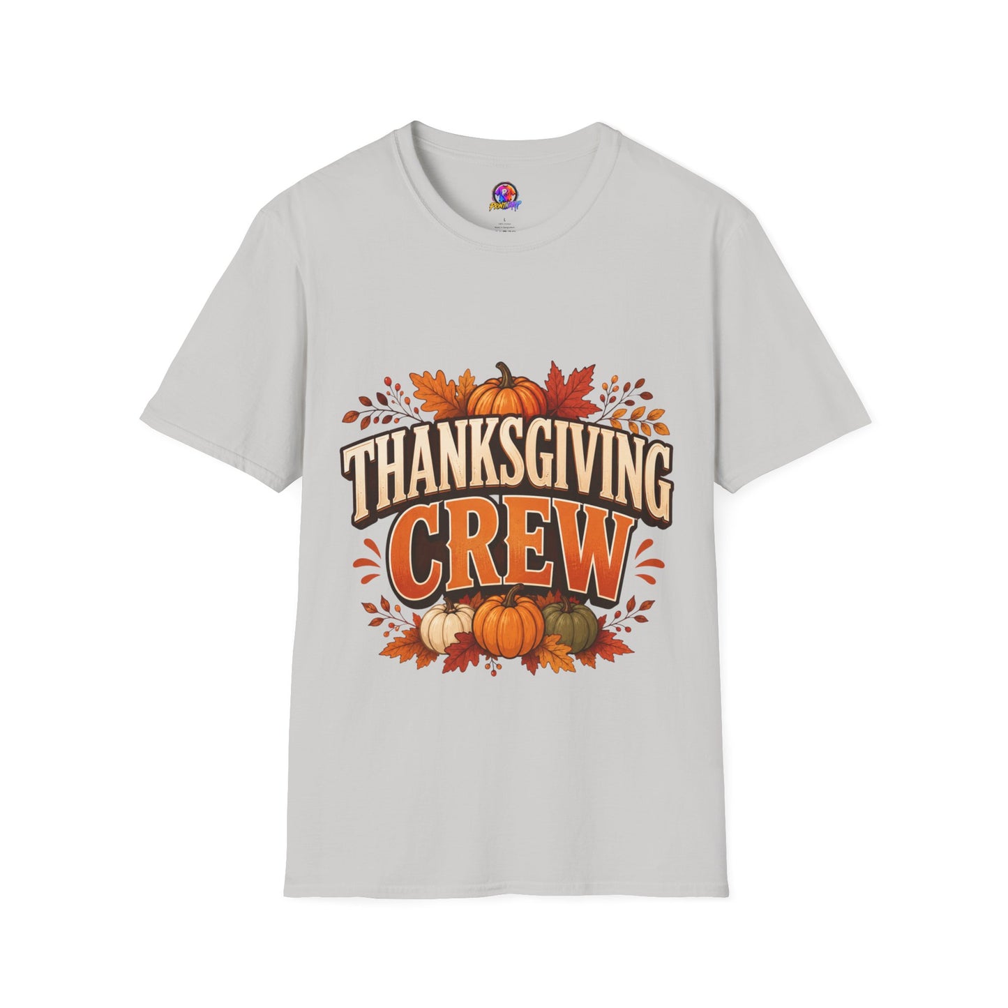 Thanksgiving Crew T-Shirt — Festive Pumpkin & Fall Leaves Holiday Tee