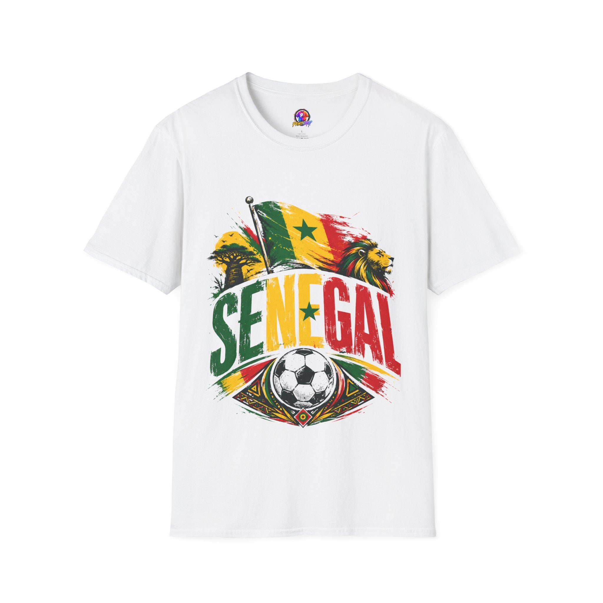 Senegal Flag Soccer T-Shirt — Lion & Football Pride Tee
