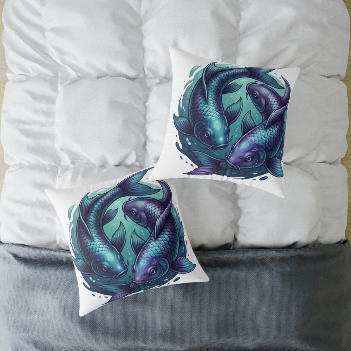 Pisces Zodiac Navy Blue Square Poly Canvas Pillow