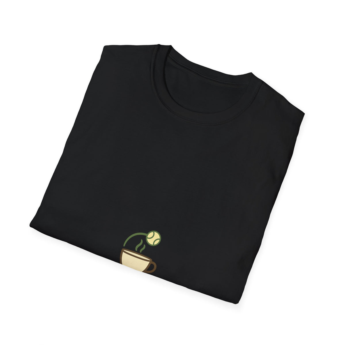 "Warm Up: Coffee" Funny Tennis Coffee Cup Tee - Cute Retro Sports Barista White T-Shirt - Trending Now - September 2026