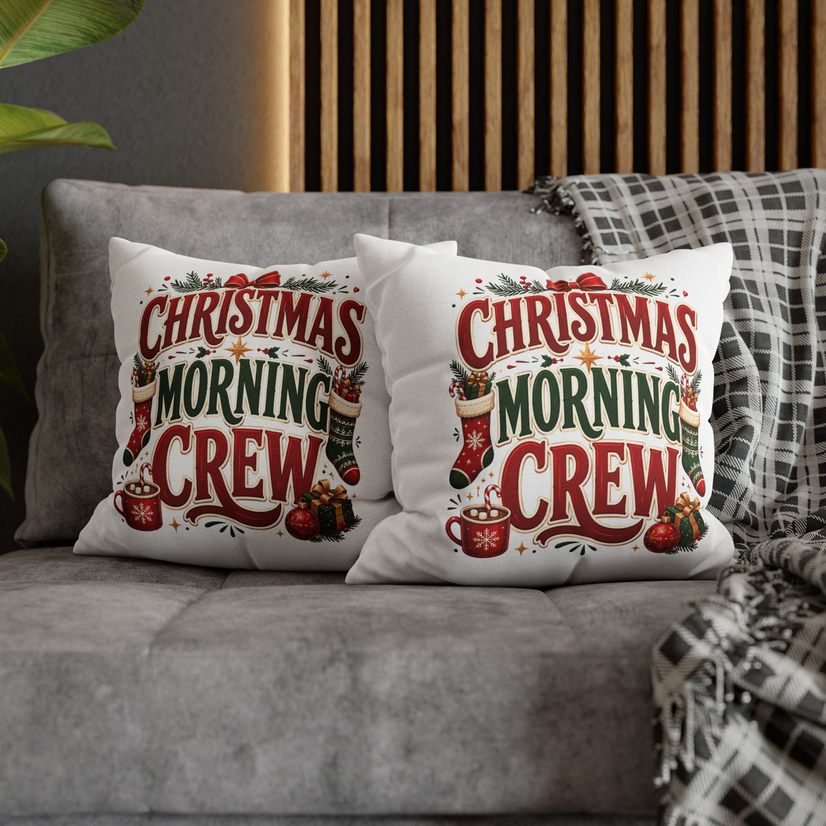 Christmas Spun Square Pillowcase  Morning Crew Pillowcase