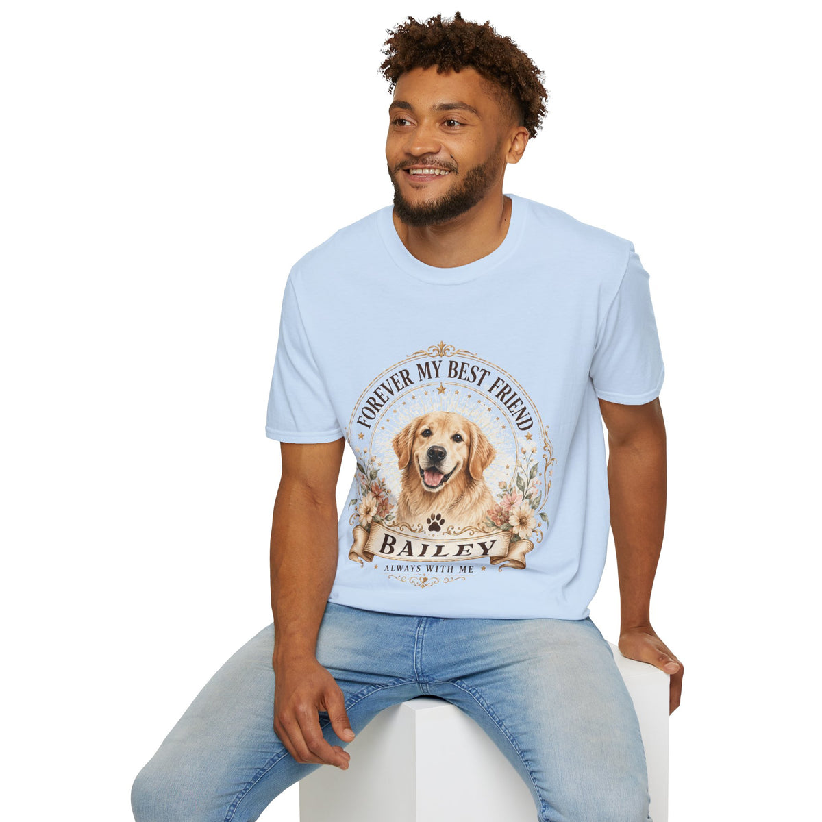 Forever My Best Friend Dog T-Shirt — Personalized Pet Name Golden Retriever Tee