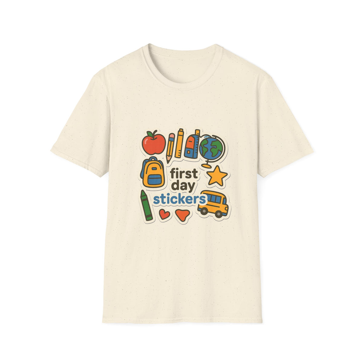 Teacher Sticker Icons T-Shirt — Cute Apple, Pencil & Globe School Tee - Trending Now - August 2026