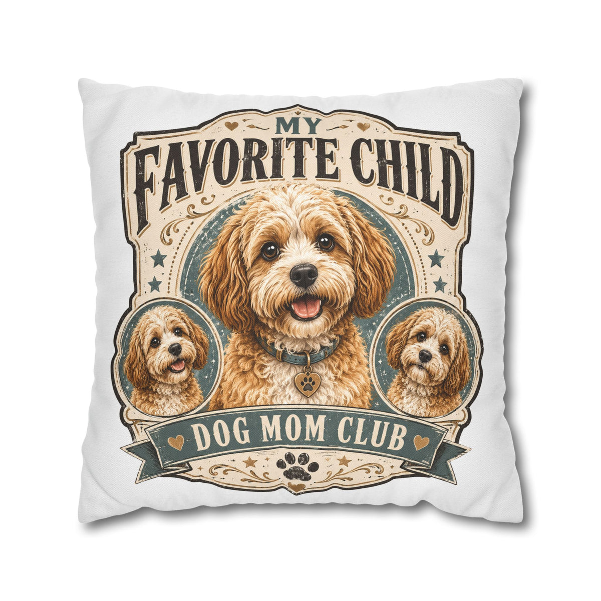 Dog Mom Pillowcase Milo Bailey Dog Dad Mom — "My Favorite Child" Spun Polyester Decorative Pillowcase