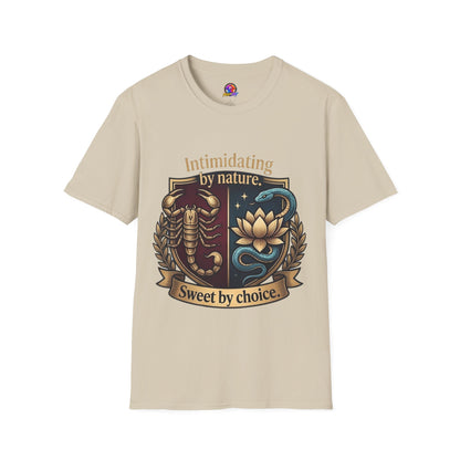 Intimidating by Nature T-Shirt — Scorpion & Snake Badge Design