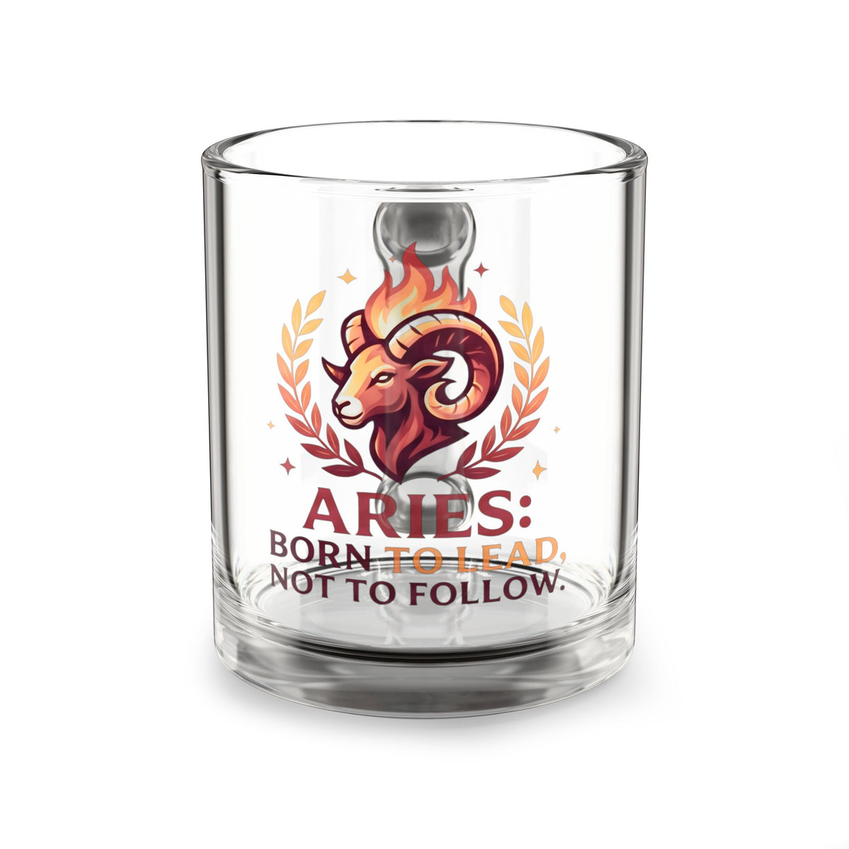Aries Glass Mug — "Born to Lead, Not to Follow" Zodiac Coffee Cup