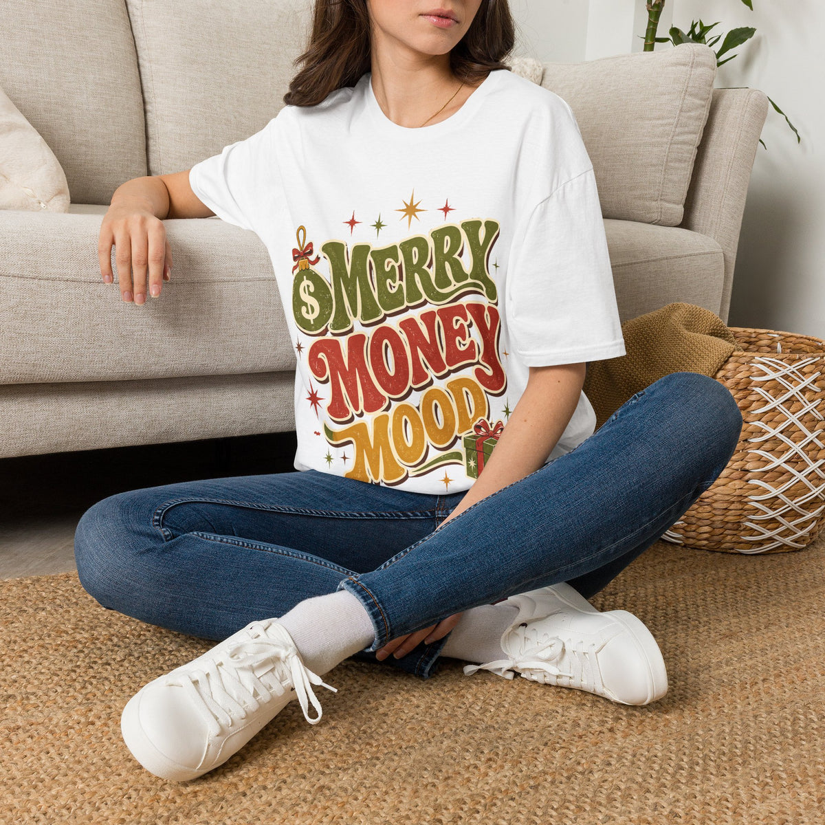 Merry Money Mood T‑Shirt — Retro Holiday Graphic Tee
