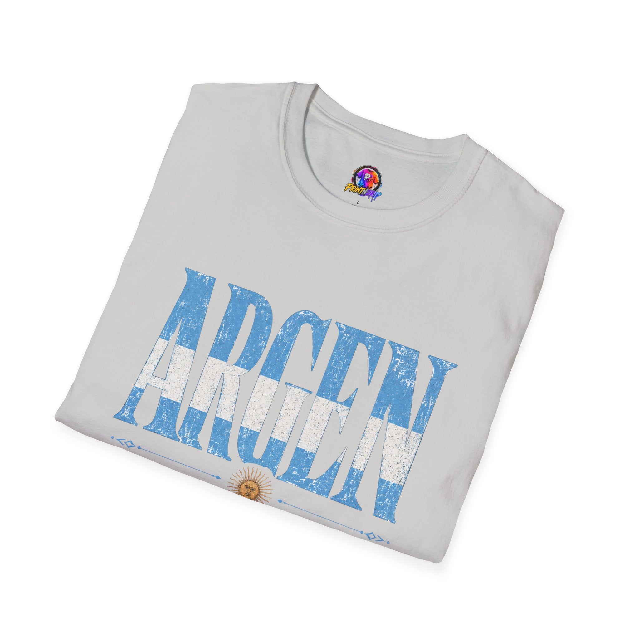 Argentina Flag Graphic T‑Shirt — Vintage Blue Distressed Typography