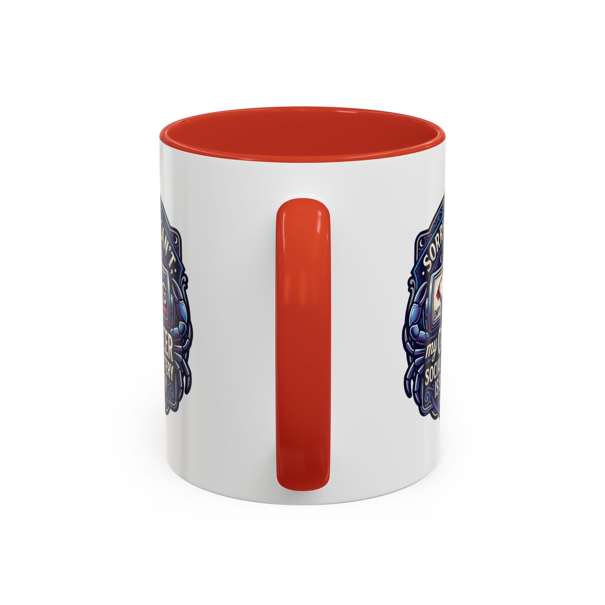 Accent Coffee Mug — “Sorry I Can’t My Cancer Social Battery Is Empty” Support Awareness Mug