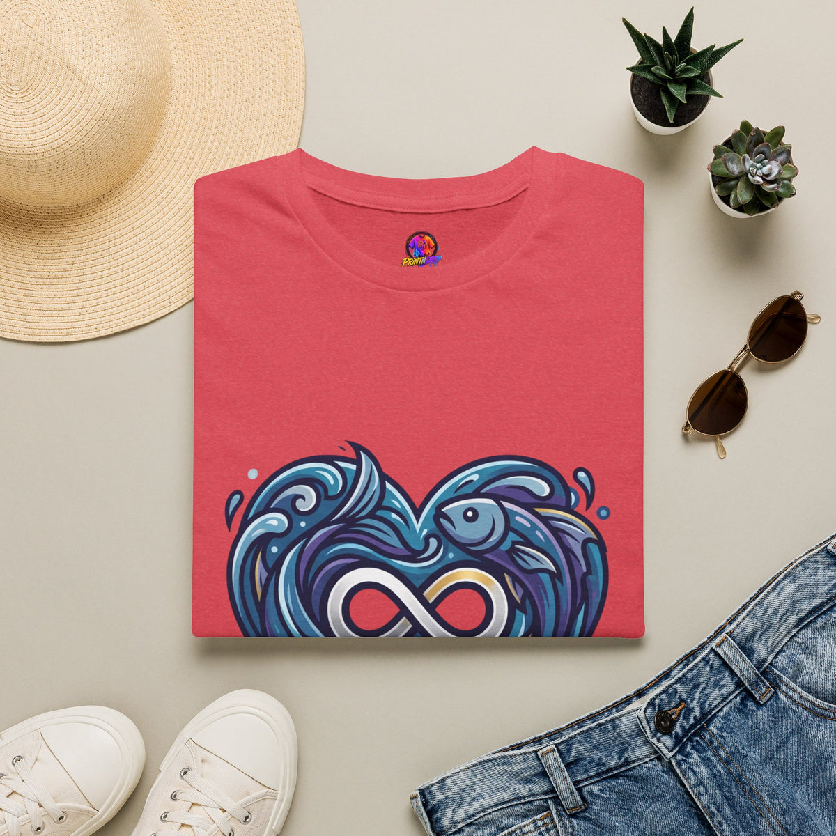 Pisces Infinity Heart T‑Shirt — Zodiac Ocean Love Tee