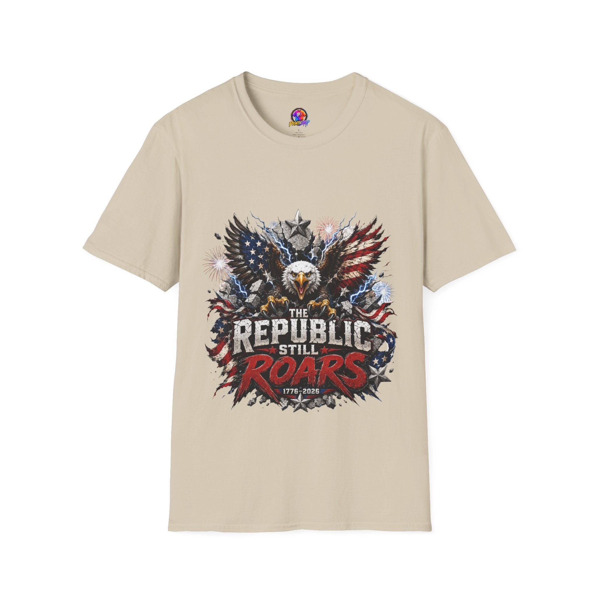 Patriotic Eagle T-Shirt — "The Republic Still Roars" | American Flag Graphic