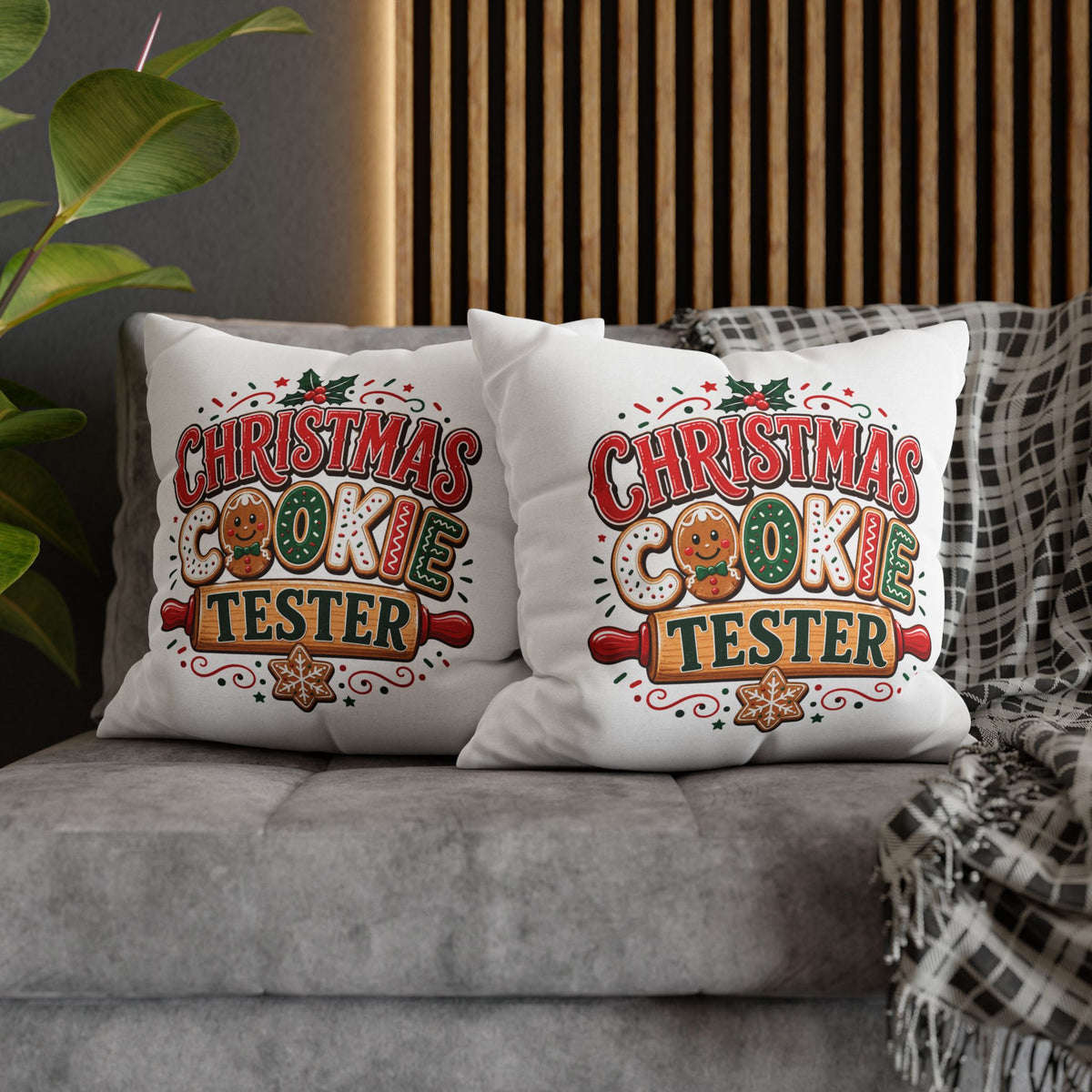 Christmas Cookie Tester Pillowcase — Holiday Decorative Throw Pillow Cover