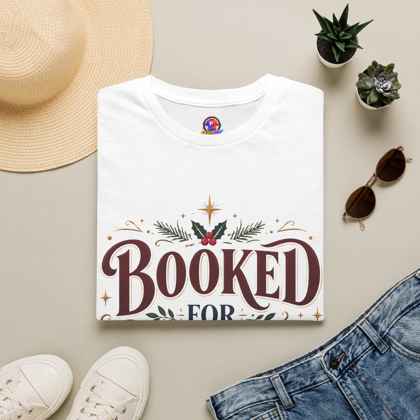 T-Shirt — "Booked for Christmas" Literary Holiday Tee