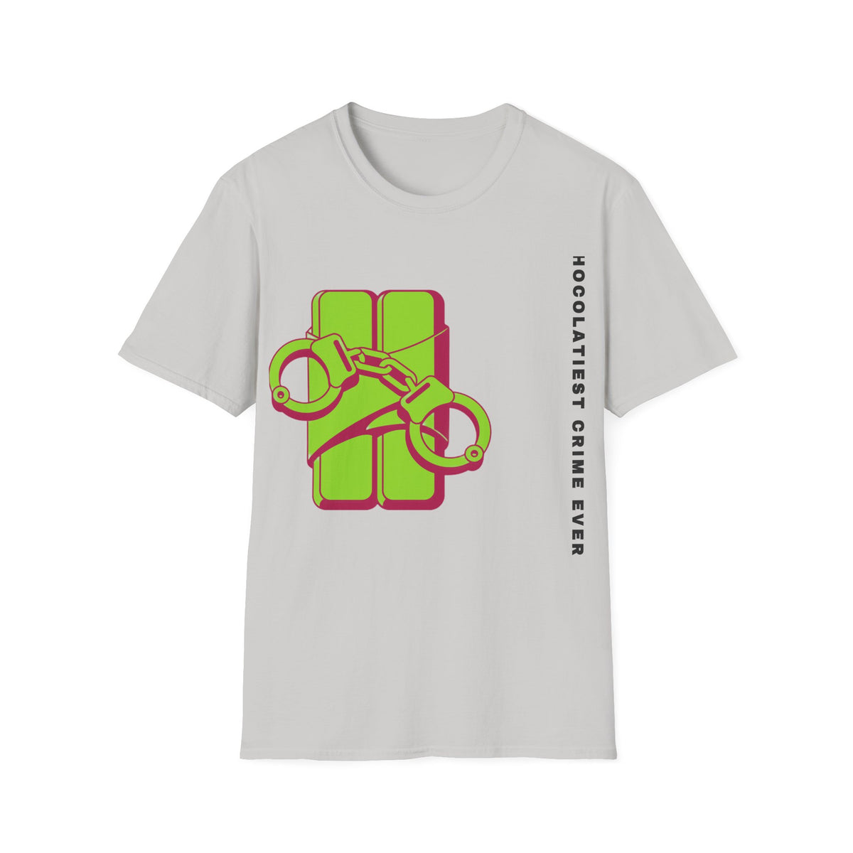 Chocolateie Graphic T‑Shirt — Green Candy Bar with Handcuffs Design - Trending Now - September 2026