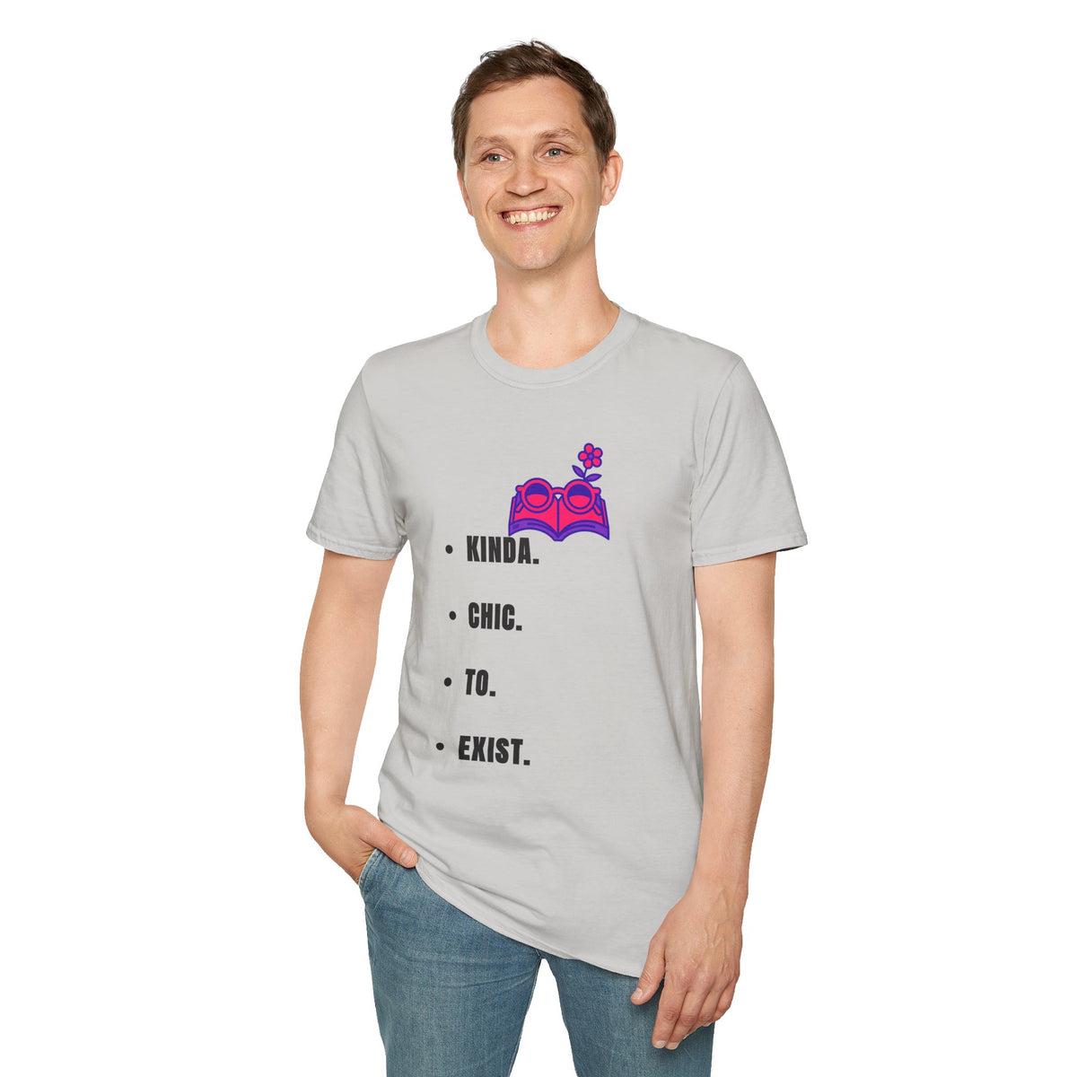 T-Shirt — "Kinda. Chill. To. Exist." Minimal Book & Flower Graphic Tee - Trending Now - September 2026