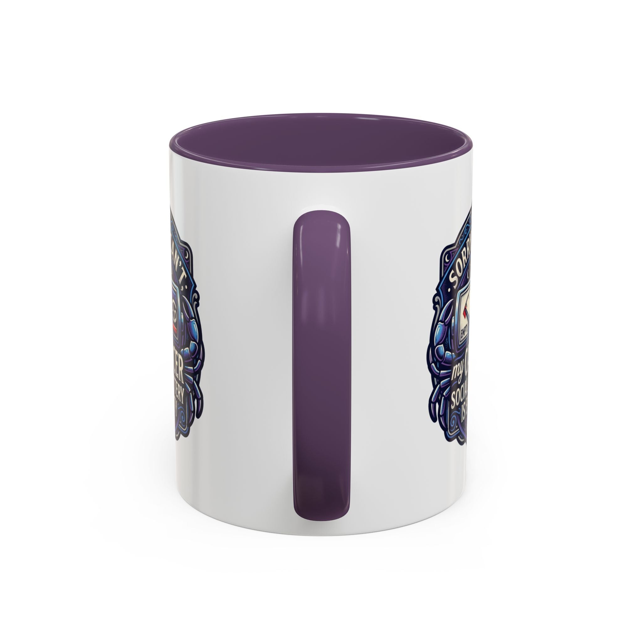 Accent Coffee Mug — “Sorry I Can’t My Cancer Social Battery Is Empty” Support Awareness Mug