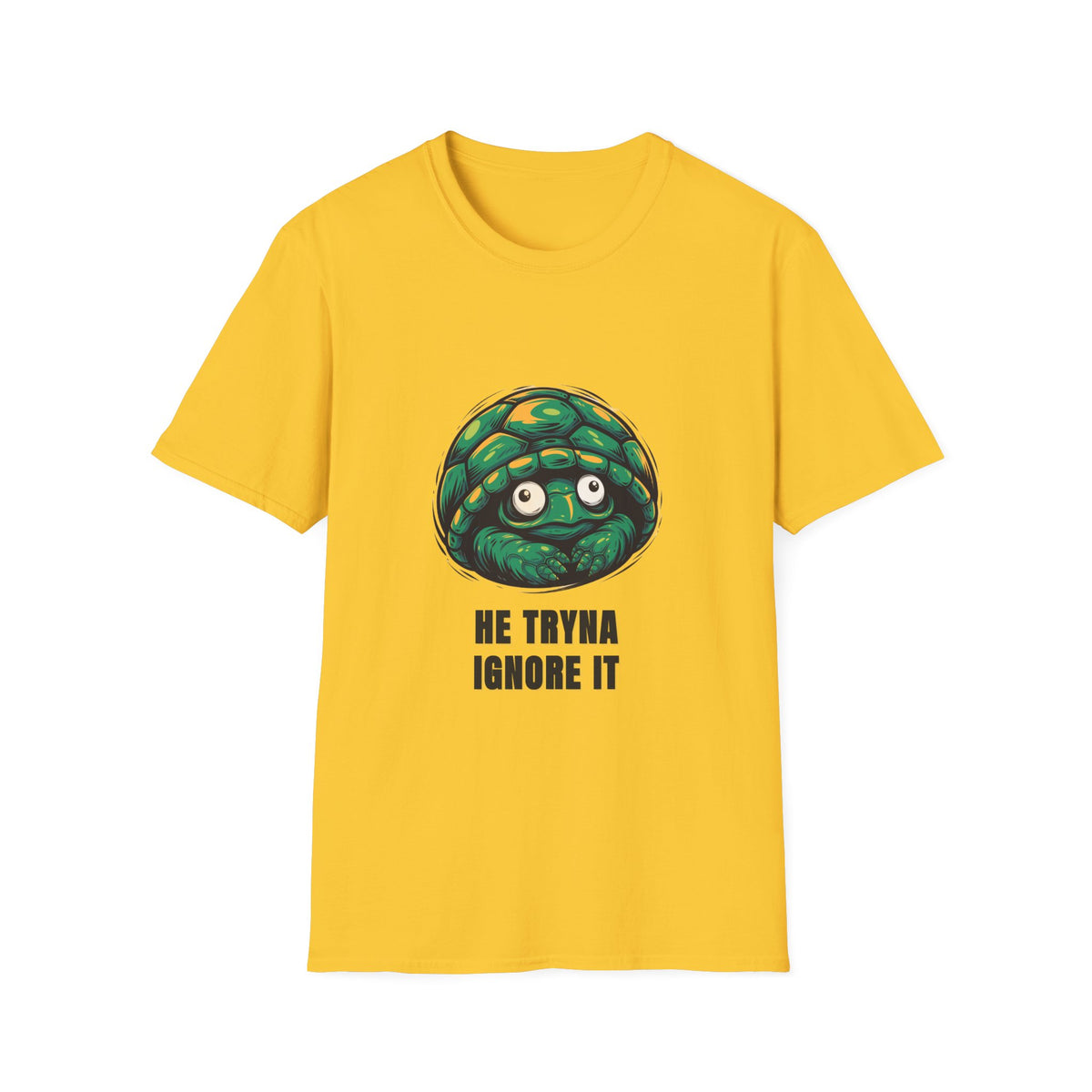 Turtle Peeking T‑Shirt — "He Tryna Ignore It" Cute Cartoon Tee - Trending Now - August 2026