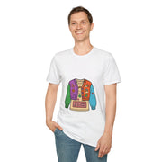 Colorful Patchwork Sweater Illustration T-Shirt - Trending Now - October 2026