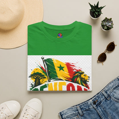 Senegal Flag Soccer T-Shirt — Lion & Football Pride Tee
