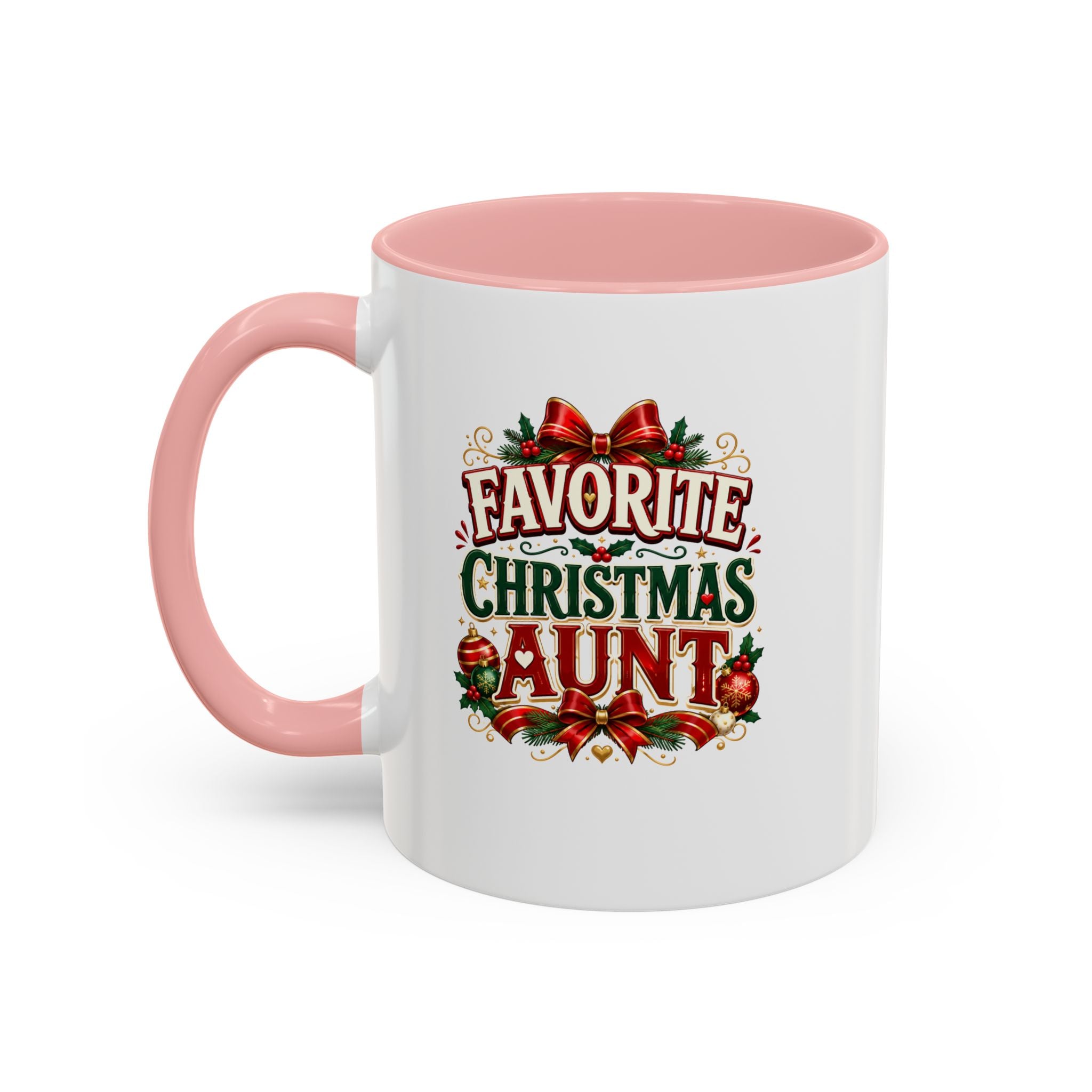 Christmas Aunt Coffee Mug — "Favorite Christmas Aunt" Accent Holiday Mug