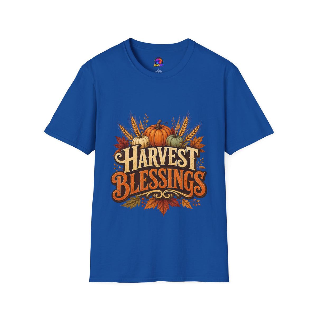 Thanksgiving T-Shirt Harvest Blessings T-Shirt — Fall Pumpkin & Wheat Autumn Tee