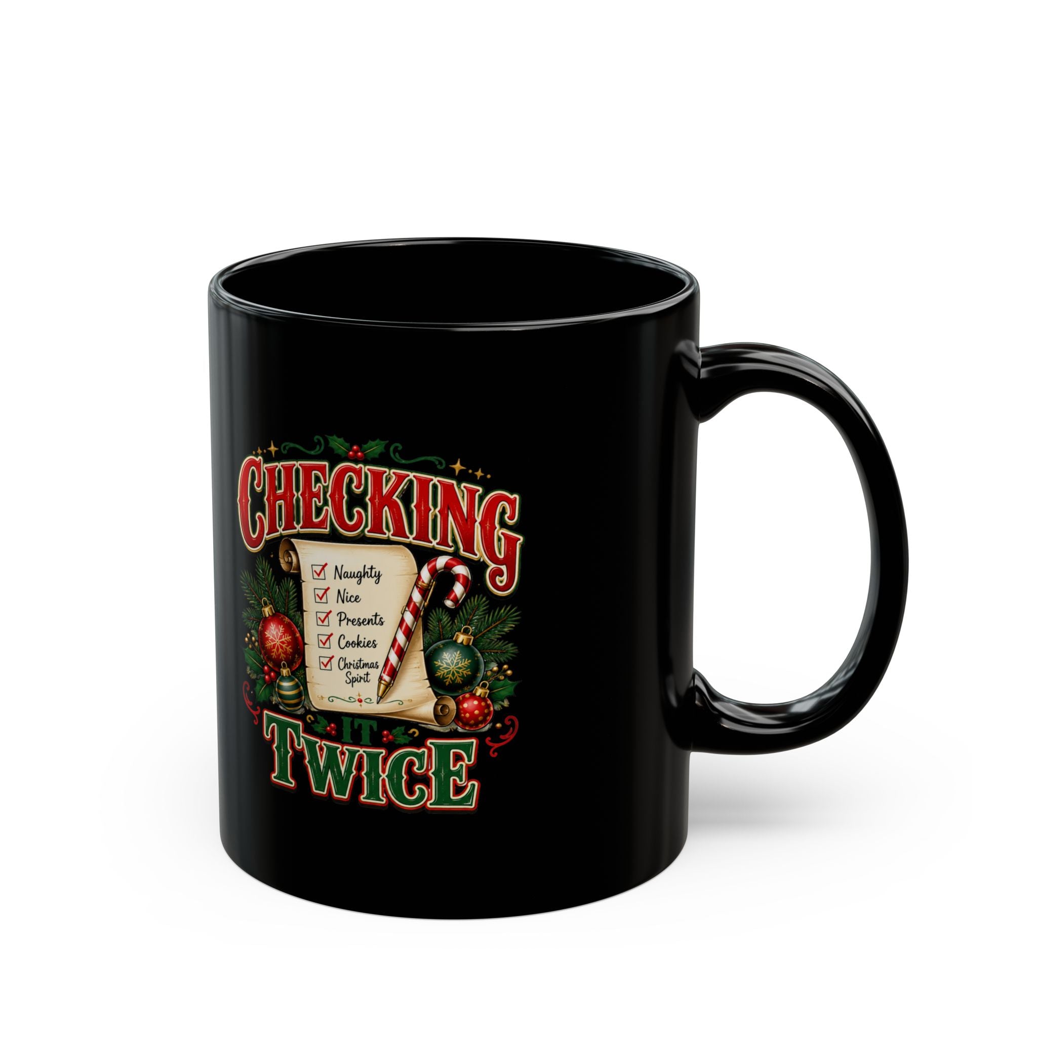 Checking Twice Christmas Mug — Naughty or Nice List Holiday Coffee Cup
