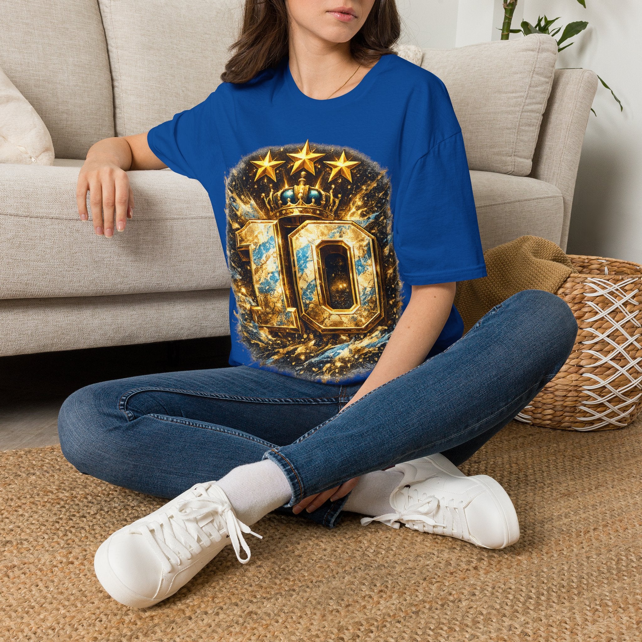 Argentina, MESSI #10 T-Shirt — Gold Crown '10' Victory Graphic Tee