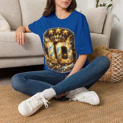 Argentina, MESSI #10 T-Shirt — Gold Crown '10' Victory Graphic Tee