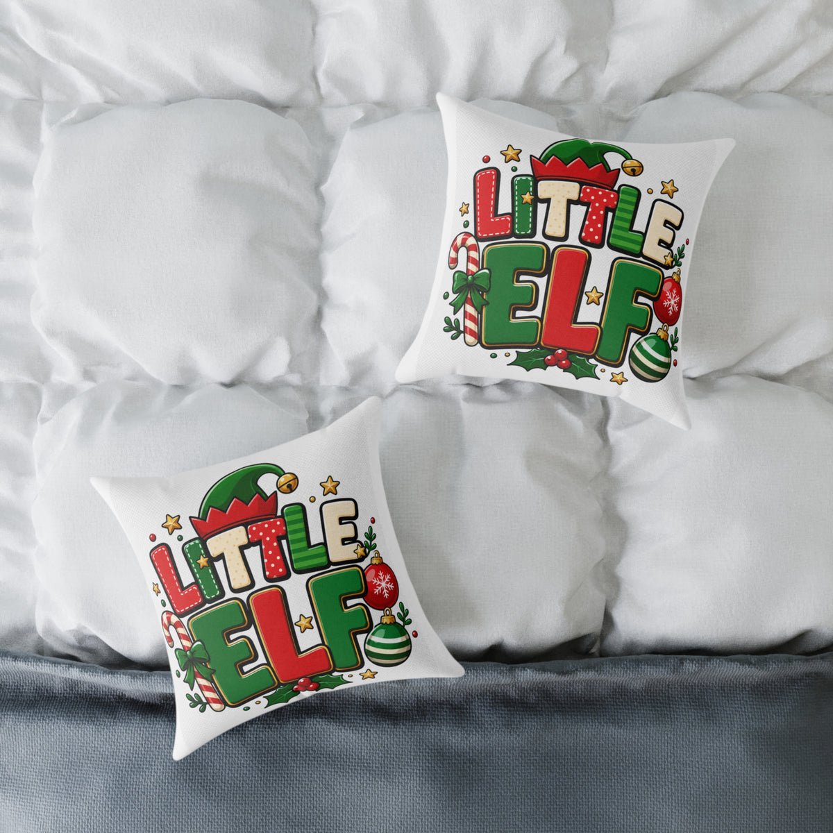Little Elf Christmas Pillow — Festive Holiday Decorative Throw Pillow