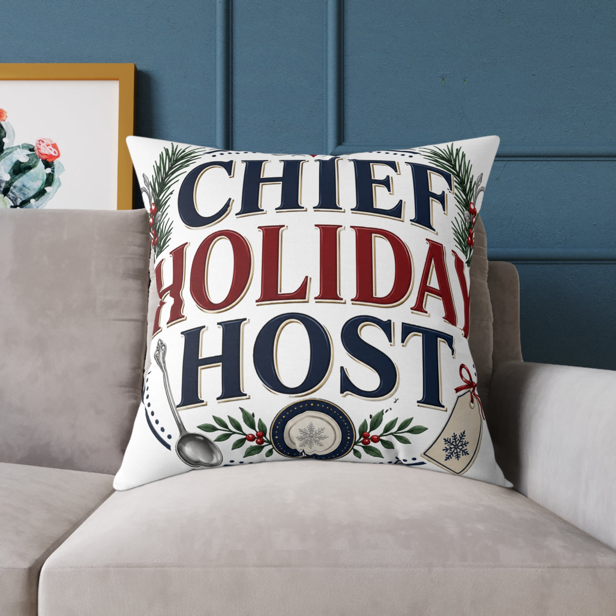 Christmas Chief Holiday Host Throw Pillow — Festive Christmas Decorative Cushion