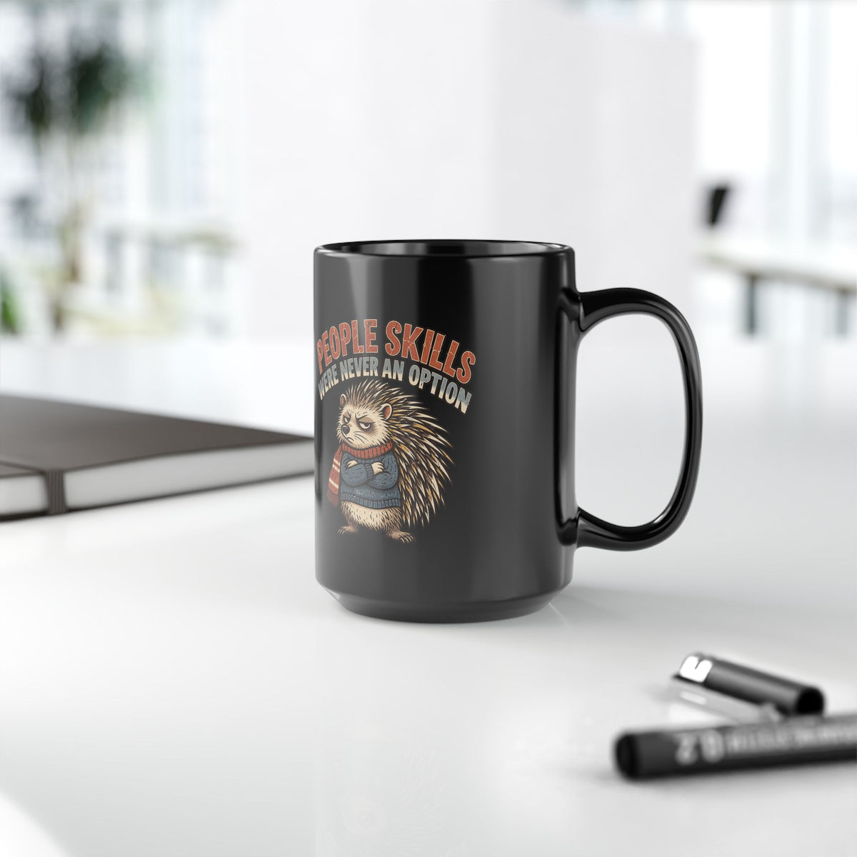 Hedgehog Mug — "People Skills Were Never an Option" Funny Introvert Coffee Cup (11oz/15oz)
