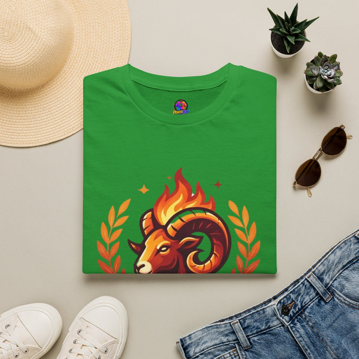 Aries Zodiac T-Shirt — "Born to Lead Not to Follow" Ram Graphic