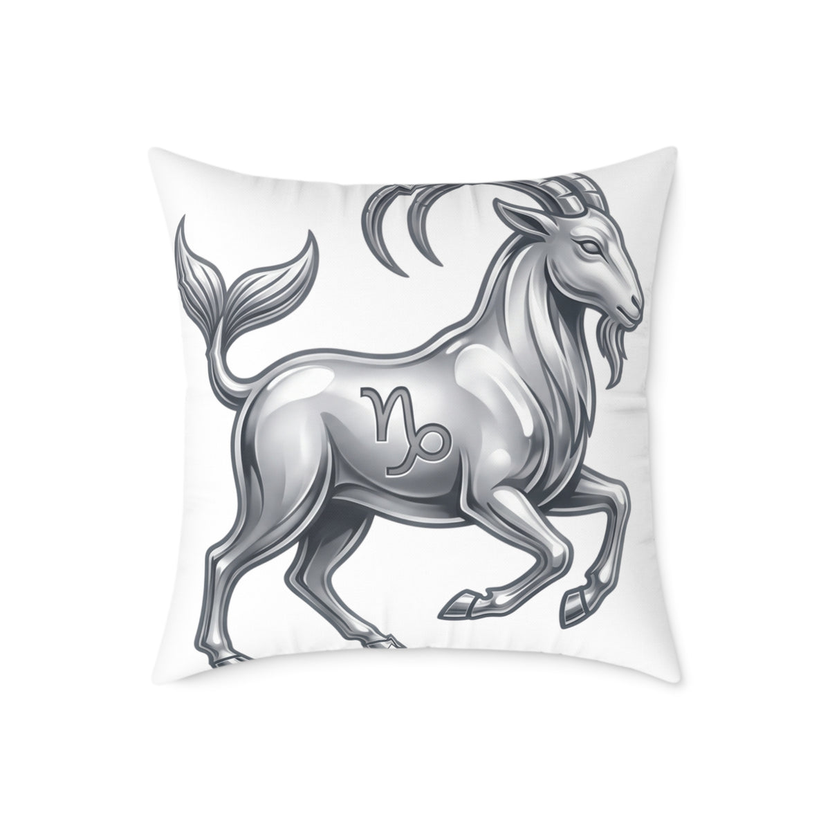 Capricorn Zodiac Pillow — Silver Goat Astrology Throw Pillow