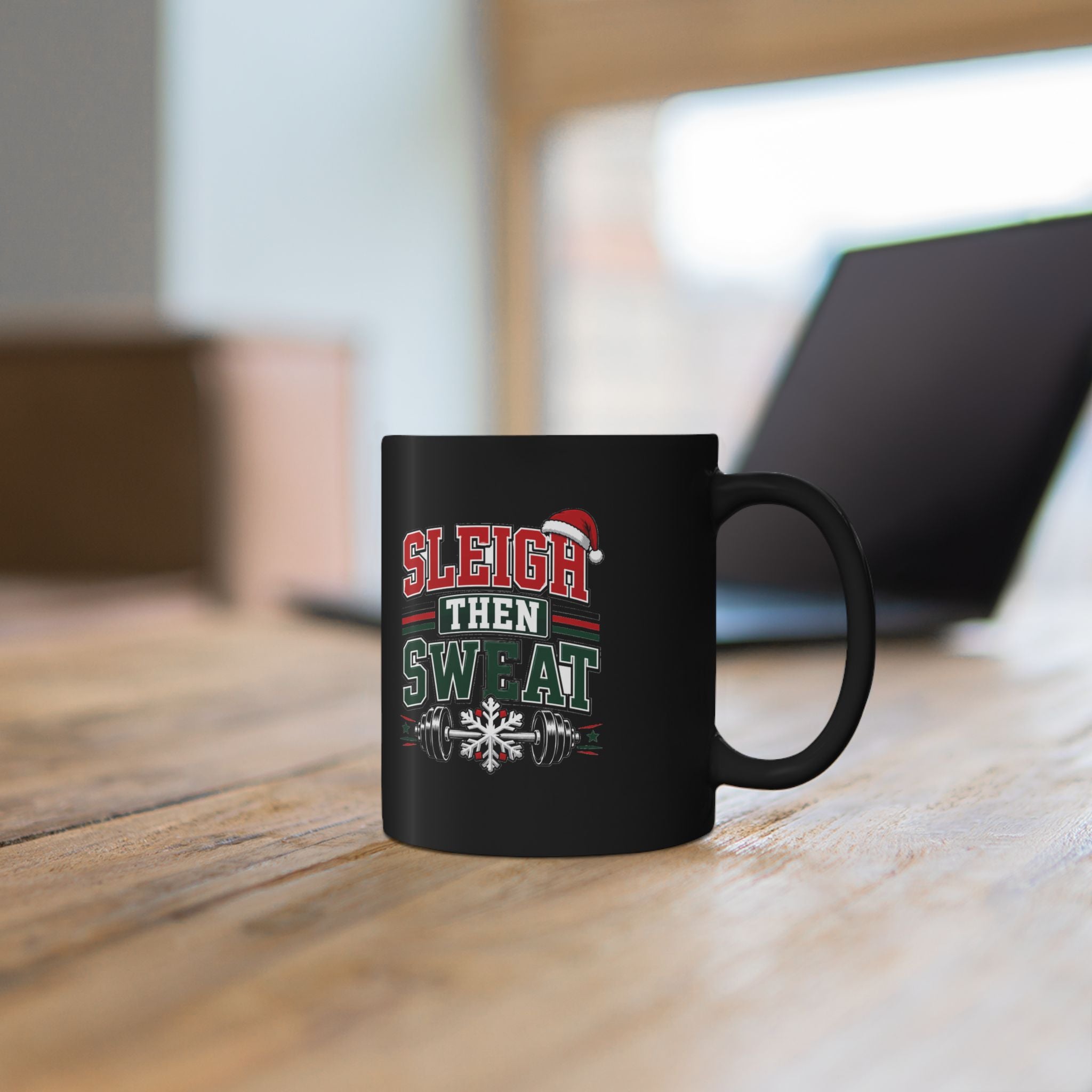 Modern Day Christmas Sleigh Then Sweat Coffee Mug — Funny Christmas Fitness Mug