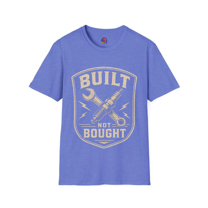 Built Not Bought T-Shirt — Vintage Mechanic Wrench & Spark Plug Design