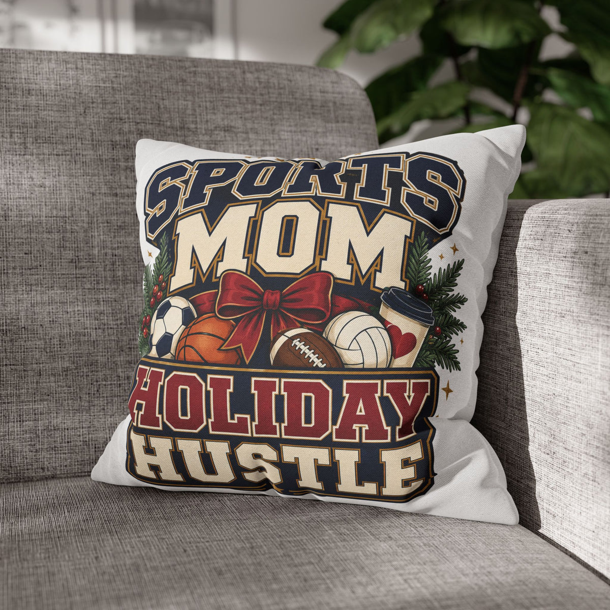 Sports Mom Holiday Hustle Pillowcase Modern Day Christmas
