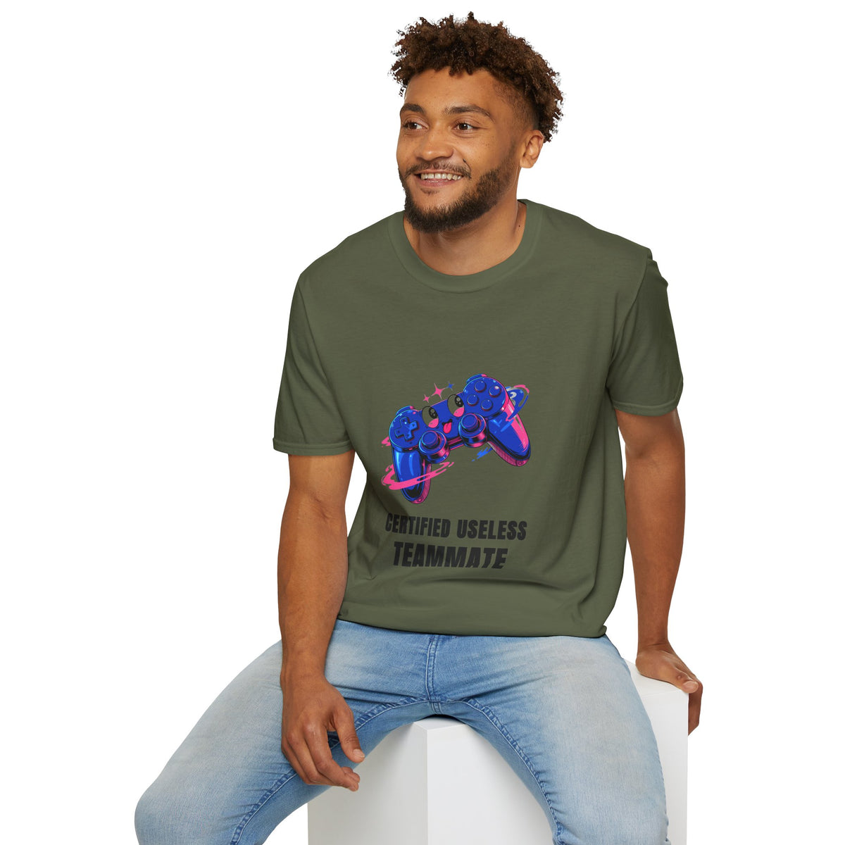 Certified Useless Teammate Gamer T-Shirt — Retro Neon Gamepad Tee - Trending Now - August 2026