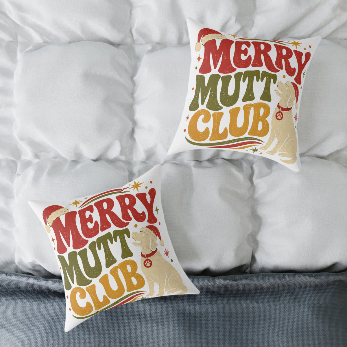 Merry Mutt Club Holiday Modern Day Christmas  Pillow