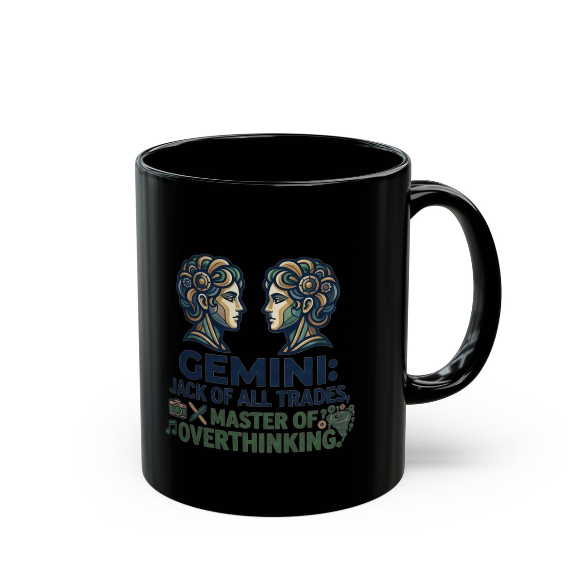 Gemini Zodiac Black Mug