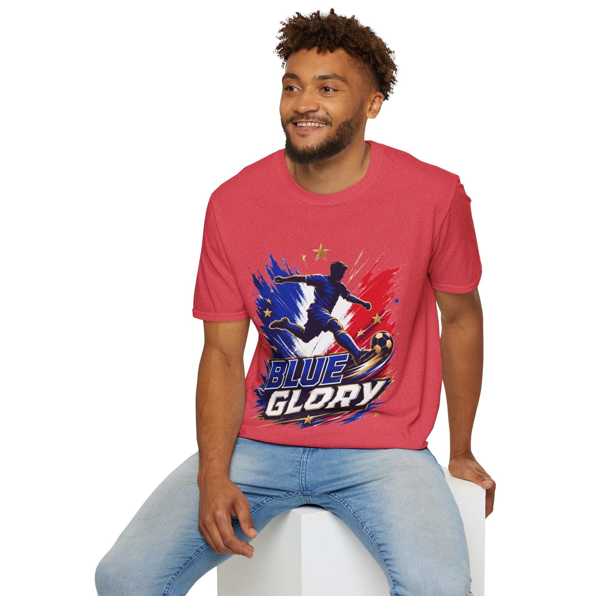 France Soccer T-Shirt — "Blue Glory" Red, White & Blue Player Graphic