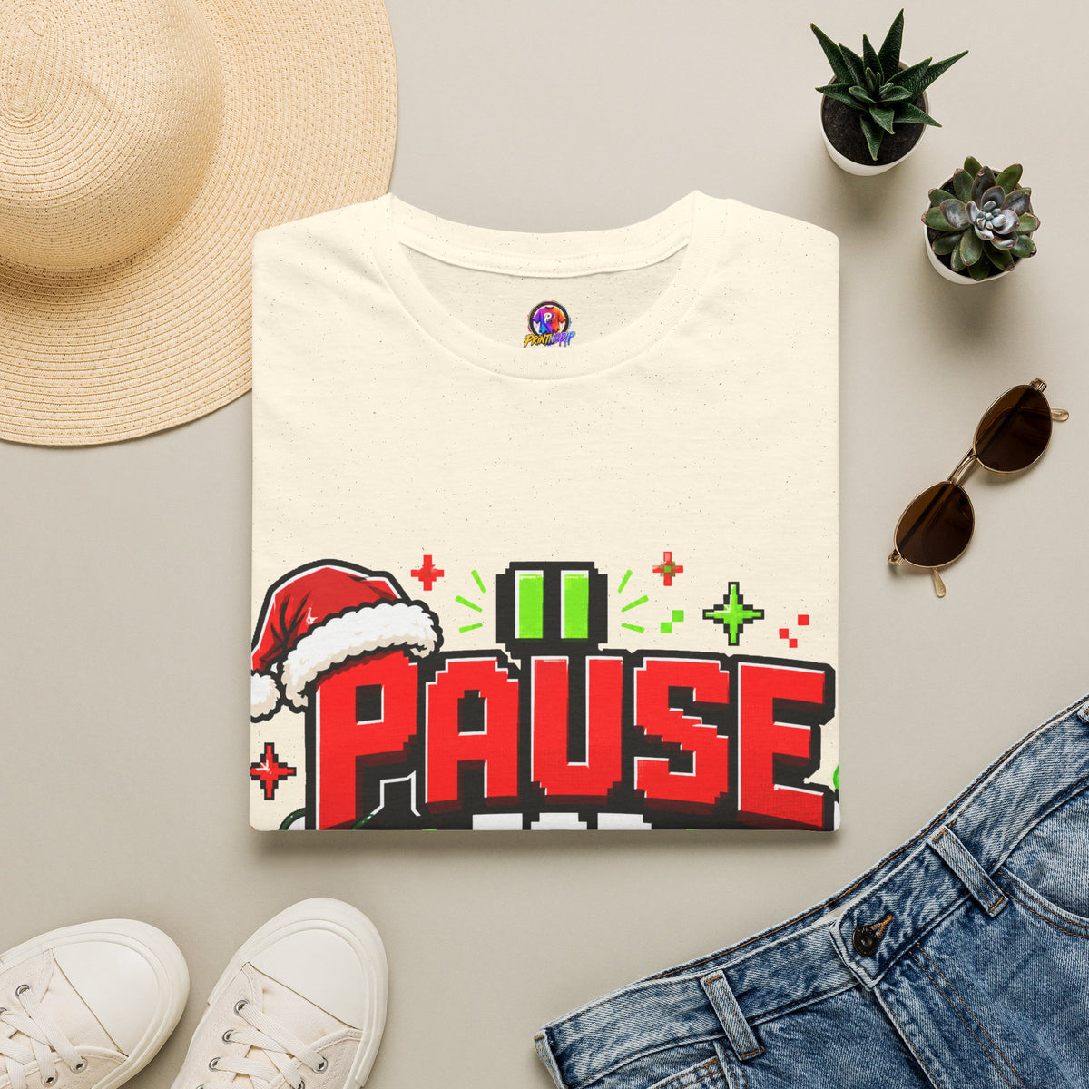T-Shirt — "Pause for Presents" Christmas Gamer Tee