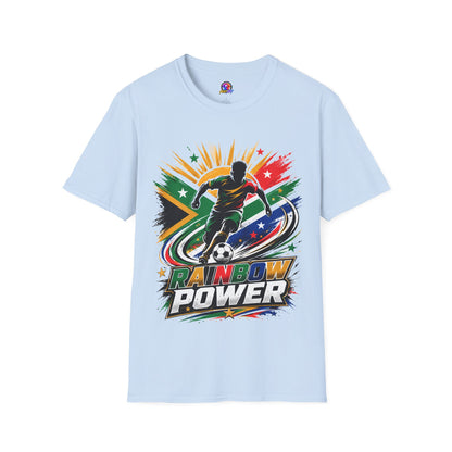 South Africa Soccer Rainbow Power T-Shirt — Colorful Football Player Graphic Tee