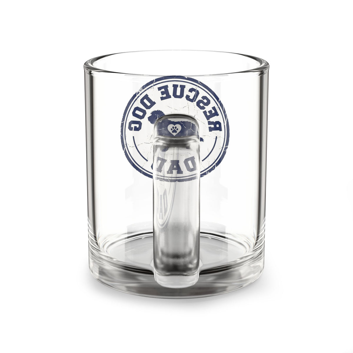 Funny Glass Mug Rescue Dog Dad Glass Mug — 10oz Clear Coffee Cup for Dog Lovers